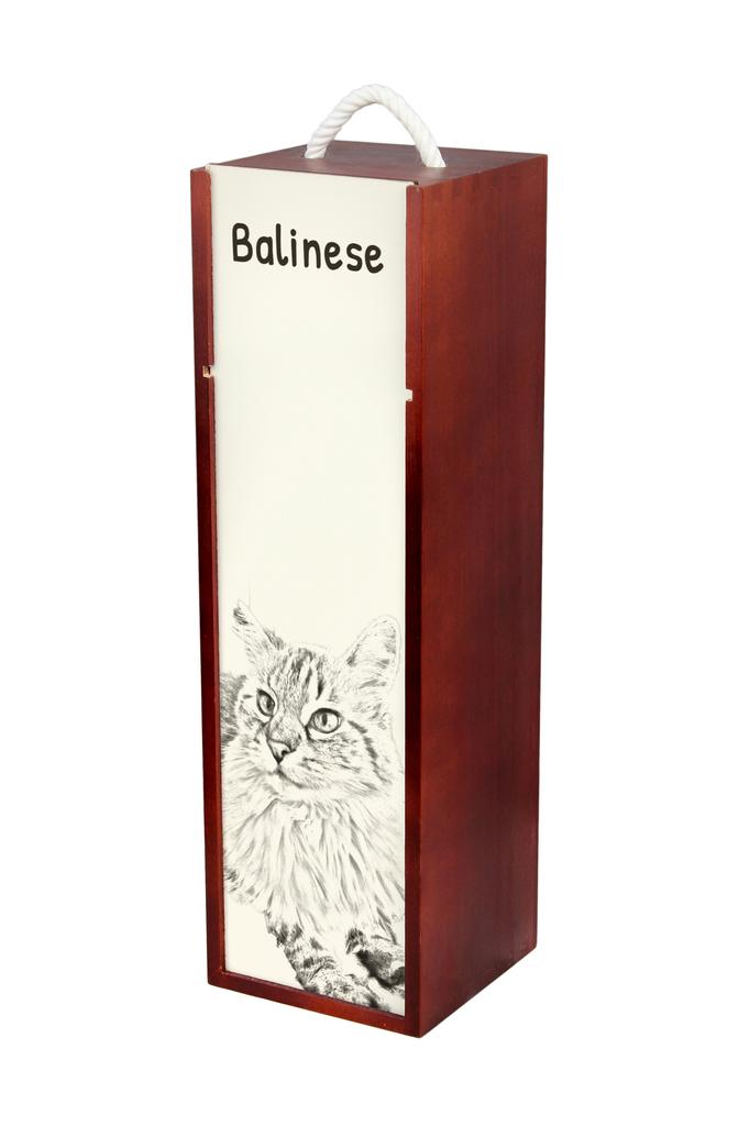 Balinese - wine box with a cat, alcohol box with graphics, personalized gift box from the Art-Dog brand