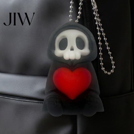Grim Reaper Purse Charm Holding Heart Keychain Charm, 3D Printed Gothic Skull Decor with Hanging Pendant Ball Chain, Backpacks Bags Decoration,