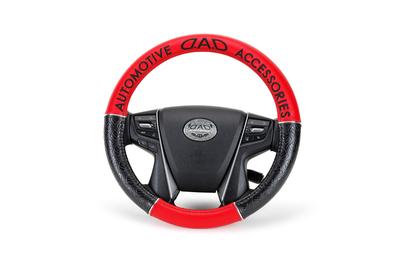 Чехол на руль Garson D.A.D HA443-01, Royal Steering Cover, Кожа с монограммой Черный/Красный, Черная вышивка, Размер S