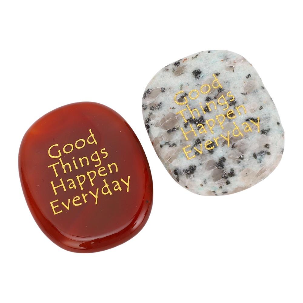 2pcs Thumb Stone Motivational Crystal Stone Polished Crystal Worry Stones Stress Relief