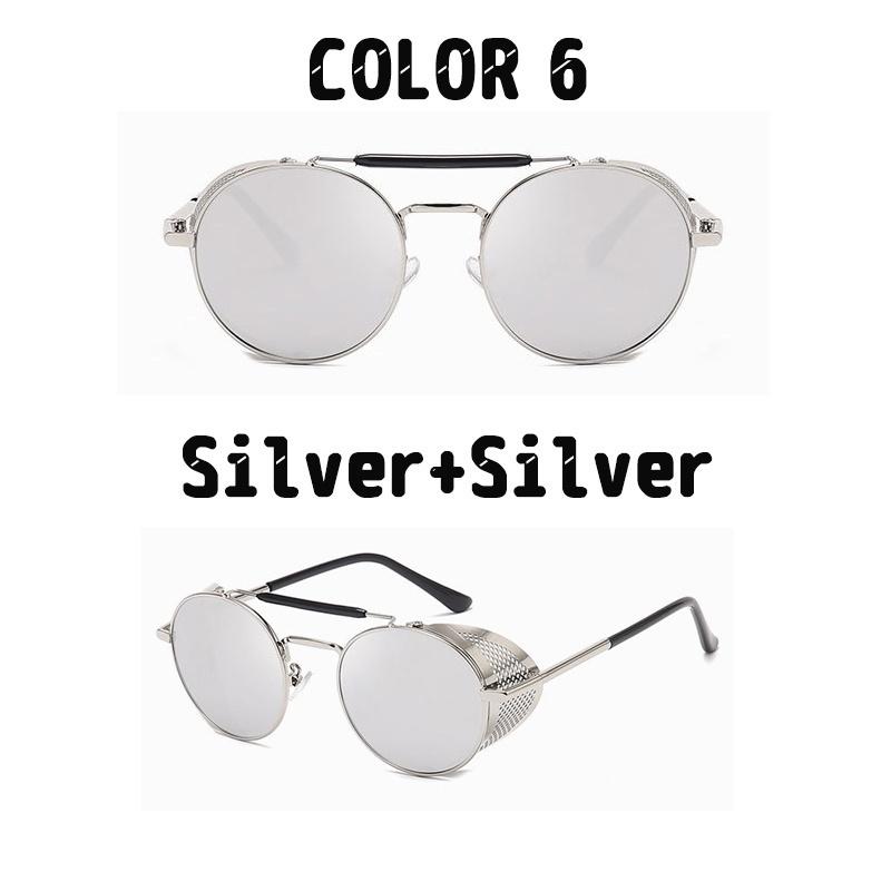 1 Pcs Gothic Steampunk Sunglasses Polarized Mens Womens Brand Designer Vintage Round Metal Frames
