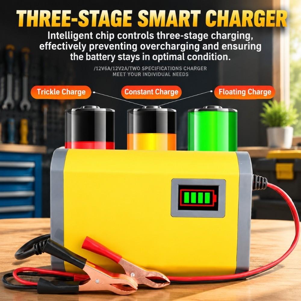LCD Display Battery Maintainer 12V Automobile Battery Charger  For Motorcycles