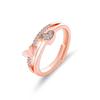 Double Layer Love Heart-shaped Opening Rings Exquisite CZ Zircon Finger Ring Fashion Jewelry for Women Girls Valentine's Day