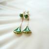 New Natural Hetian Chalcedony Green Small Fan Earrings for Women Charm Long Small Fresh and Exquisite Wedding Jewelry
