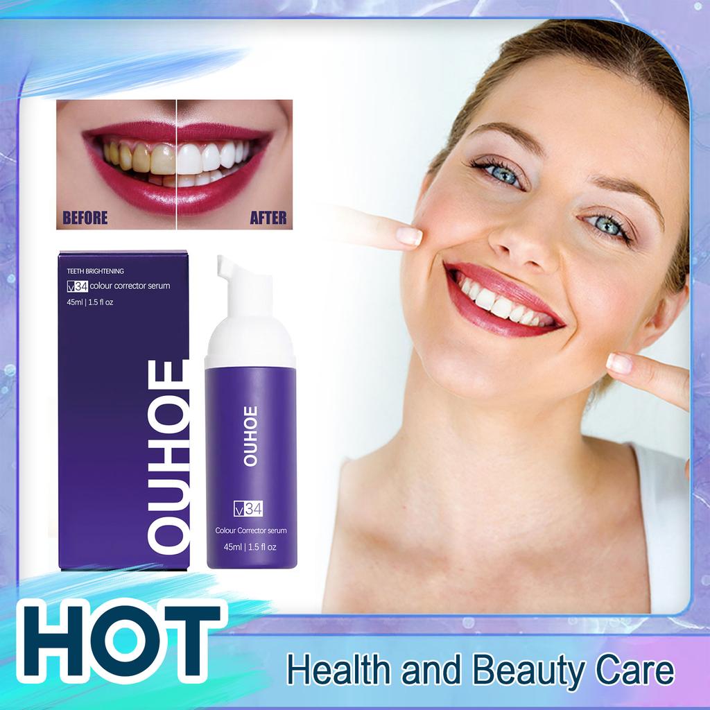 Teeth Whitening Mousse V34 Color Corrector Dental Plaque Stains Decay Yellowing Repairing Fresh Breath Teeth Cleaning Toothpaste
