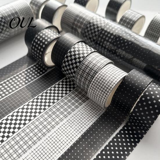 Easy Cut Washi Tape Black White Grid Tape, Plaid Pattern Decorative Masking Scrapbooking for Arts, DIY Crafts, Journals, Planners, Scrapbooking, Gift