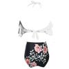 High Waisted Bikini Swimsuit with Ruffles White Black High Waisted Bikini Swimsuit with Ruffles White Black