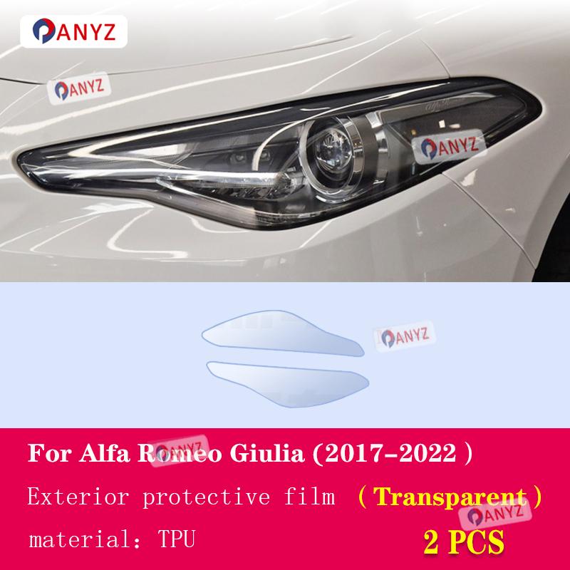 2 Pcs Car Headlight Protective Film Headlamp Transparent Black TPU Sticker For Alfa Romeo Giulia 2017- car Accessories