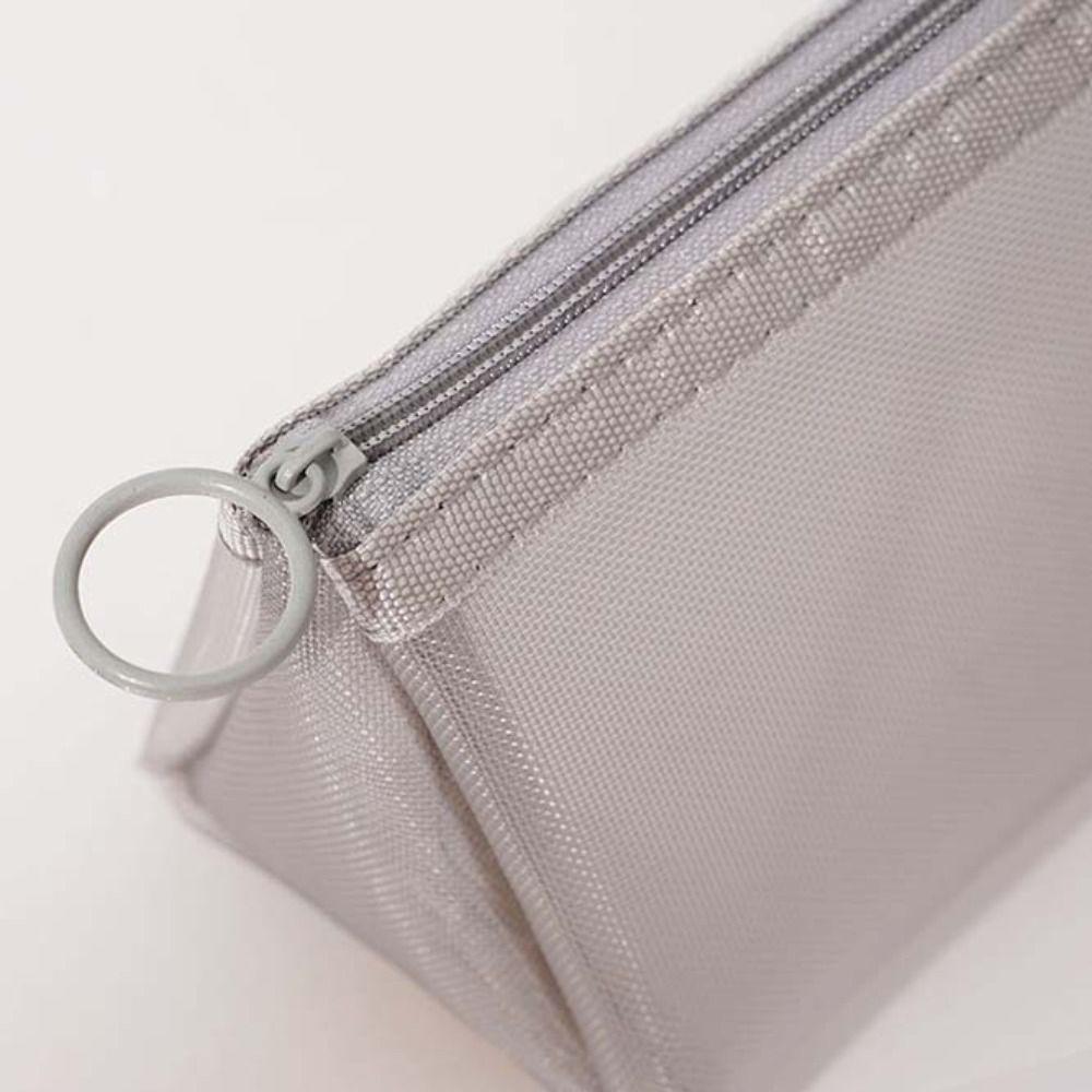 Triangle Mesh Pencil Case Retro Color Zipper Stationery Bag Fashion Transparent Bills Bag Student