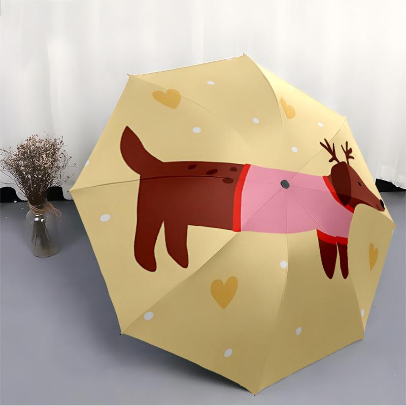 1pc Reindeer Dog Automatic Open/Close Umbrella - Compact Travel Umbrella with 8-Rib Durable Frame, Lightweight & Portable Design z77