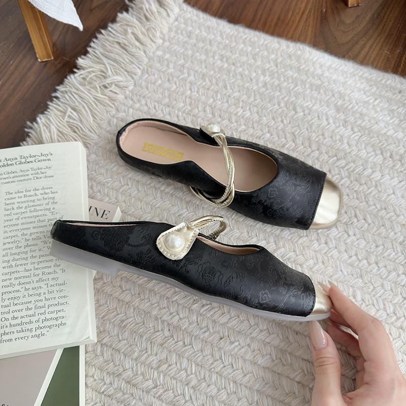 Туфли-лодочки Xiaoxiang с квадратным носком на плоской подошве женские туфли весенние с мелким вырезом на мягкой подошве Мэри Джейн вечерние туфли