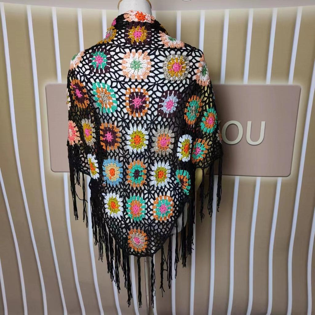 Кардиган женский ретро женский треугольный шарф шаль с кисточками накидка искусство лето и осень свитер с короткими рукавами женский