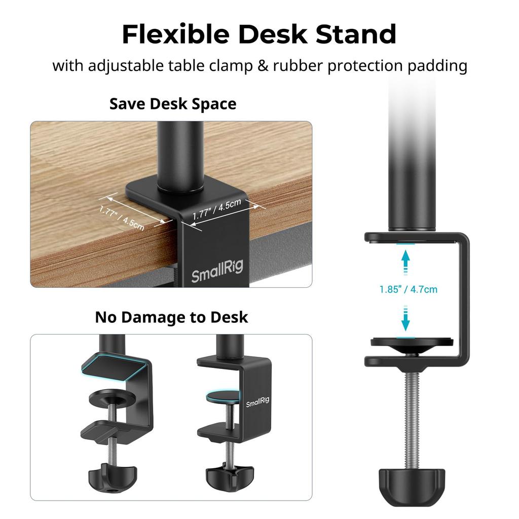 SmallRig Desk Mount C Adjustable Desk Tripod Light for Photography and 3488 Stand, Stand, 15-35 Inch, Videography,