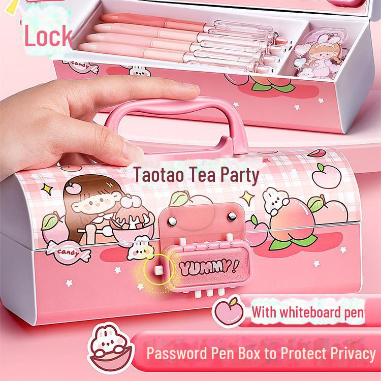 Умный двухслойный пенал для девочек с паролем — стильный и портативный для учеников начальной школы