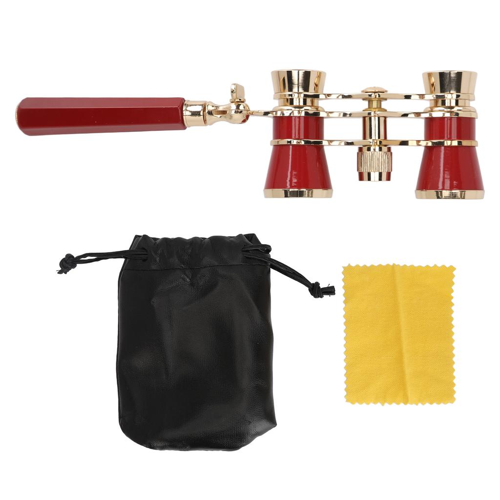 Opera Glasses Binoculars with Handle 3X25 Metal Portable Theater Glasses for Watching Drama Stage Play Art Performance