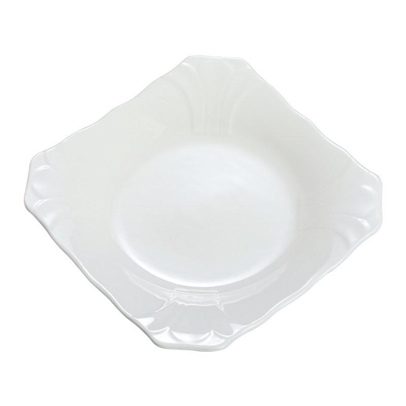 White Porcelain Square Plate for Stir-fry and Hot Dishes - Ideal for Restaurant, Hotel, or Home Use