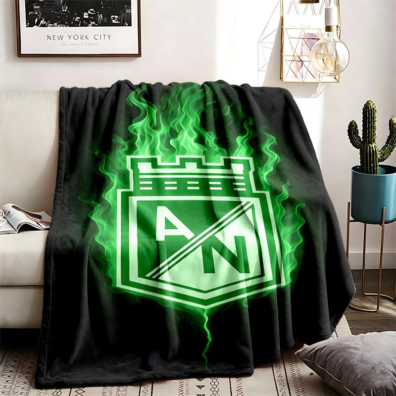 Atletico Nacional Theme Personalized Outdoor Flannel Blankets Soft And Suitable For All Seasons Perfect For Sofas Beds And Camping