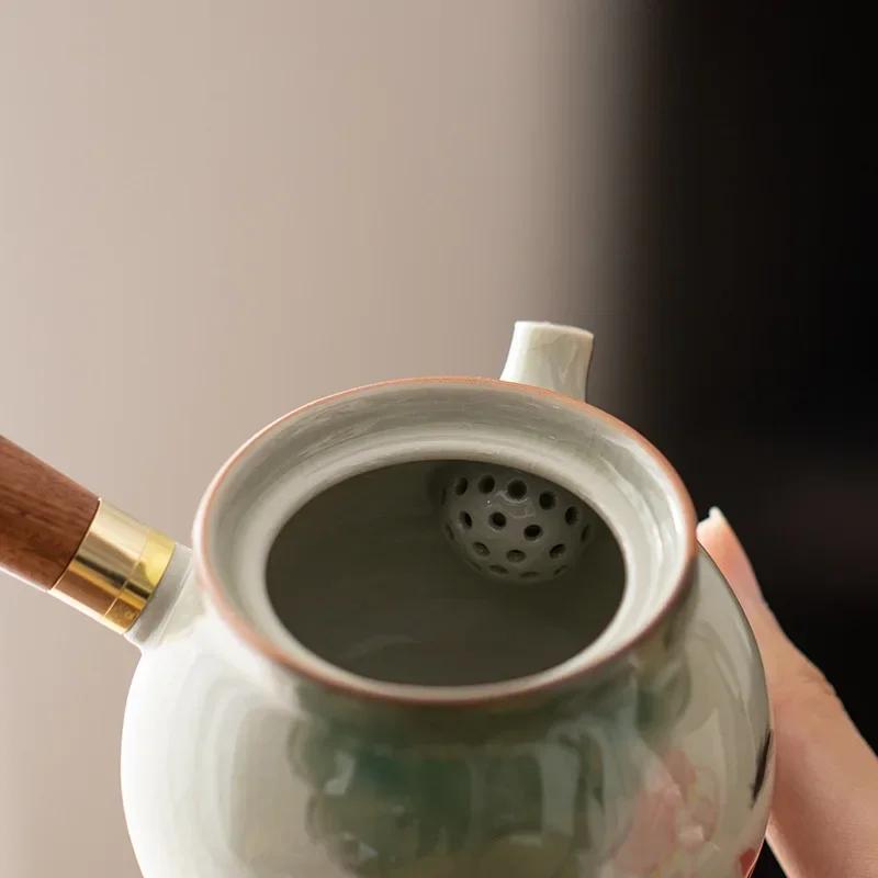 Новый китайский стиль расписанный вручную керамический чайник в стиле лотоса чайный сервиз кунг-фу небольшой бытовой чайник чайник с ручкой