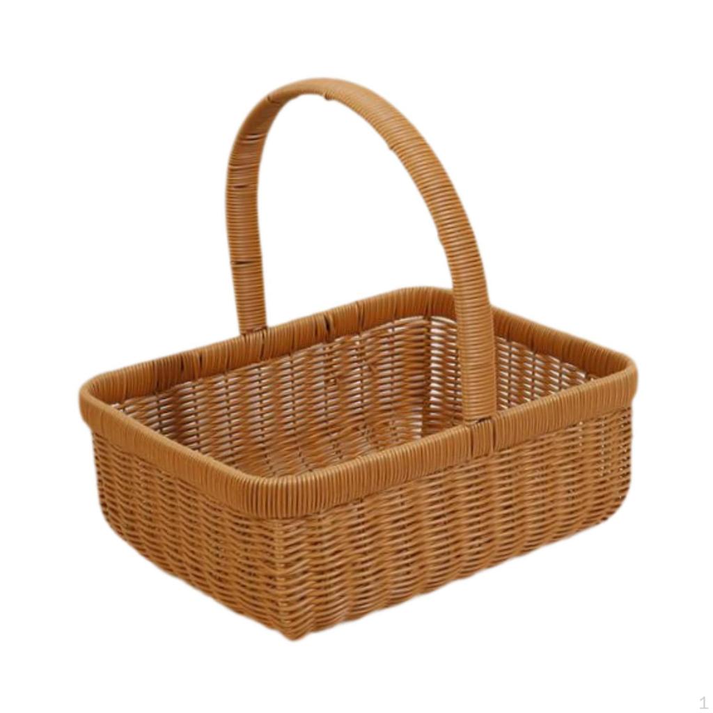 Imitation Rattan Picnic Basket Vegetable Fruit Picking Flower for Candy