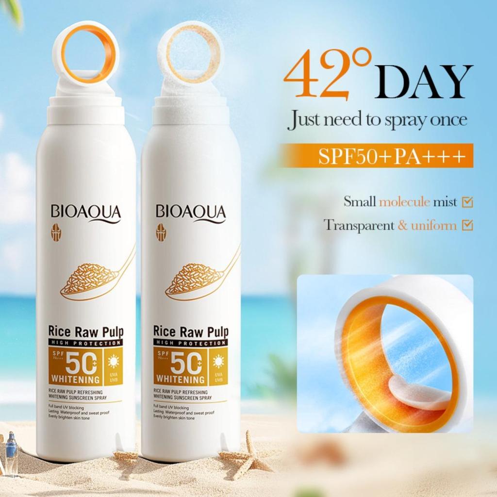 Отбеливающий солнцезащитный спрей с рисовой пастой SPF50+ Защита от ультрафиолета Солнцезащитный крем