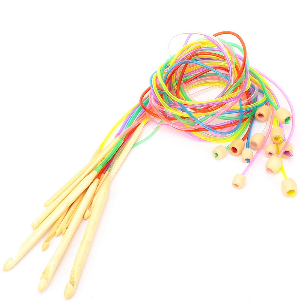 Тунисский крючок для вязания крючком из карбонизированного бамбука, круговая вязка с бусинами для ковров