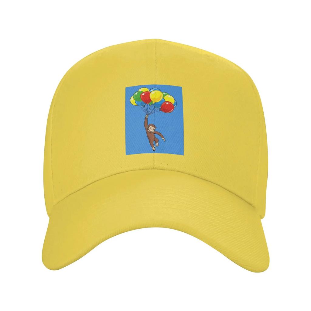 Curious George with balloons Baseball Caps Snapback Fashion Baseball Hats Breathable Casual Casquette Outdoor Men's And Women's