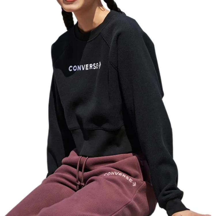 Converse Sweatshirts Women's Black Crew Neck Moderate Regular (Unisex) Sweatshirts 10023978 A01