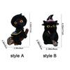 Resin Flying Broom Cat Small Broomstick Cat Creative Black Cat Witch Statue  Garden