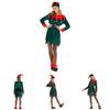 Women's Festive Xmas Elf Outfit Velvet Cosplay Costume With Bells