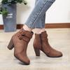 35-43 Large Size Autumn and Winter New Frosted Martin Boots Women's Belt Buckle Coarse Heel Boots