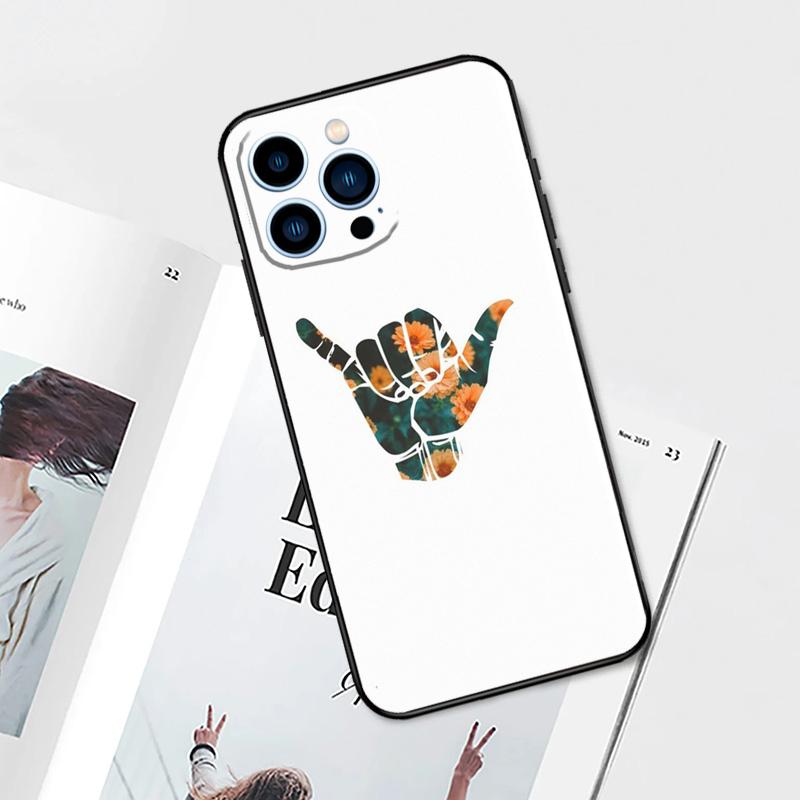 Чехол для iPhone 17 Pro Max 17 Air 11 14 15 16 Pro Max 12 13 mini 16 Plus 16e с изображением серфера, жестом "Hang Loose" и "Shaka"