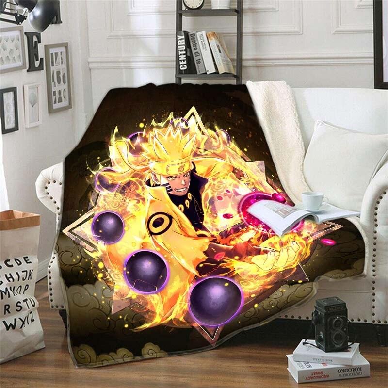 Мягкое фланелевое одеяло с рисунком Наруто, всесезонное легкое теплое одеяло для гостиной/спальни