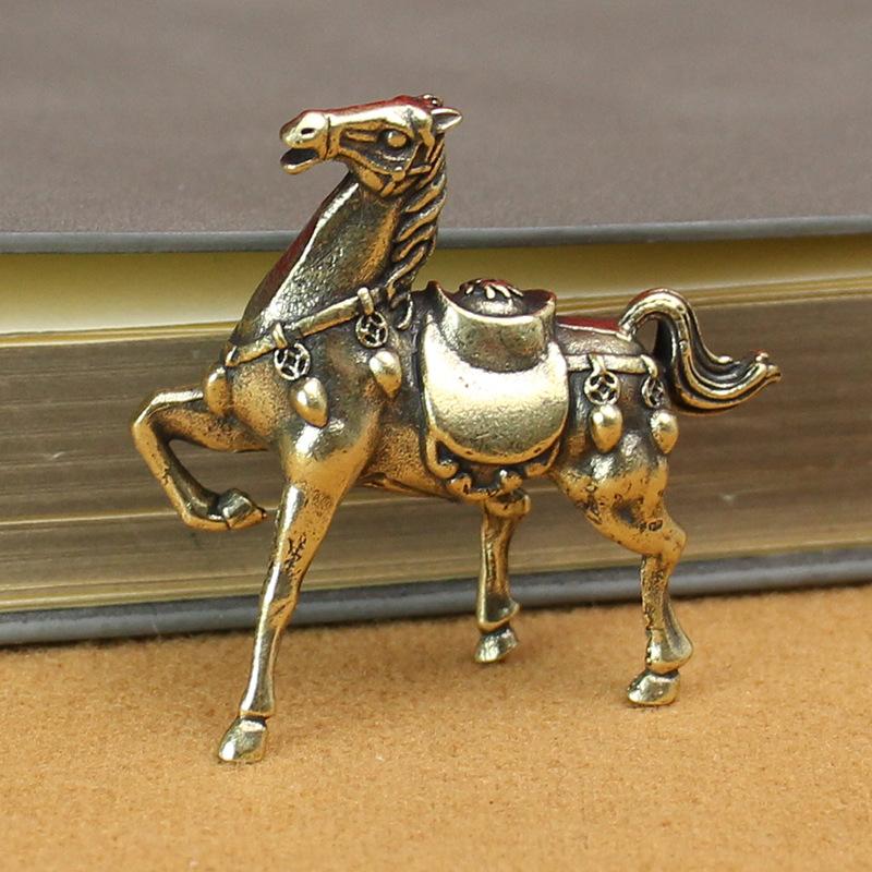 Brass War Horse Small Ornament Home Desktop Decoration Retro Pure Copper Horse Crafts Copper Figurines Enthusiasts Collect