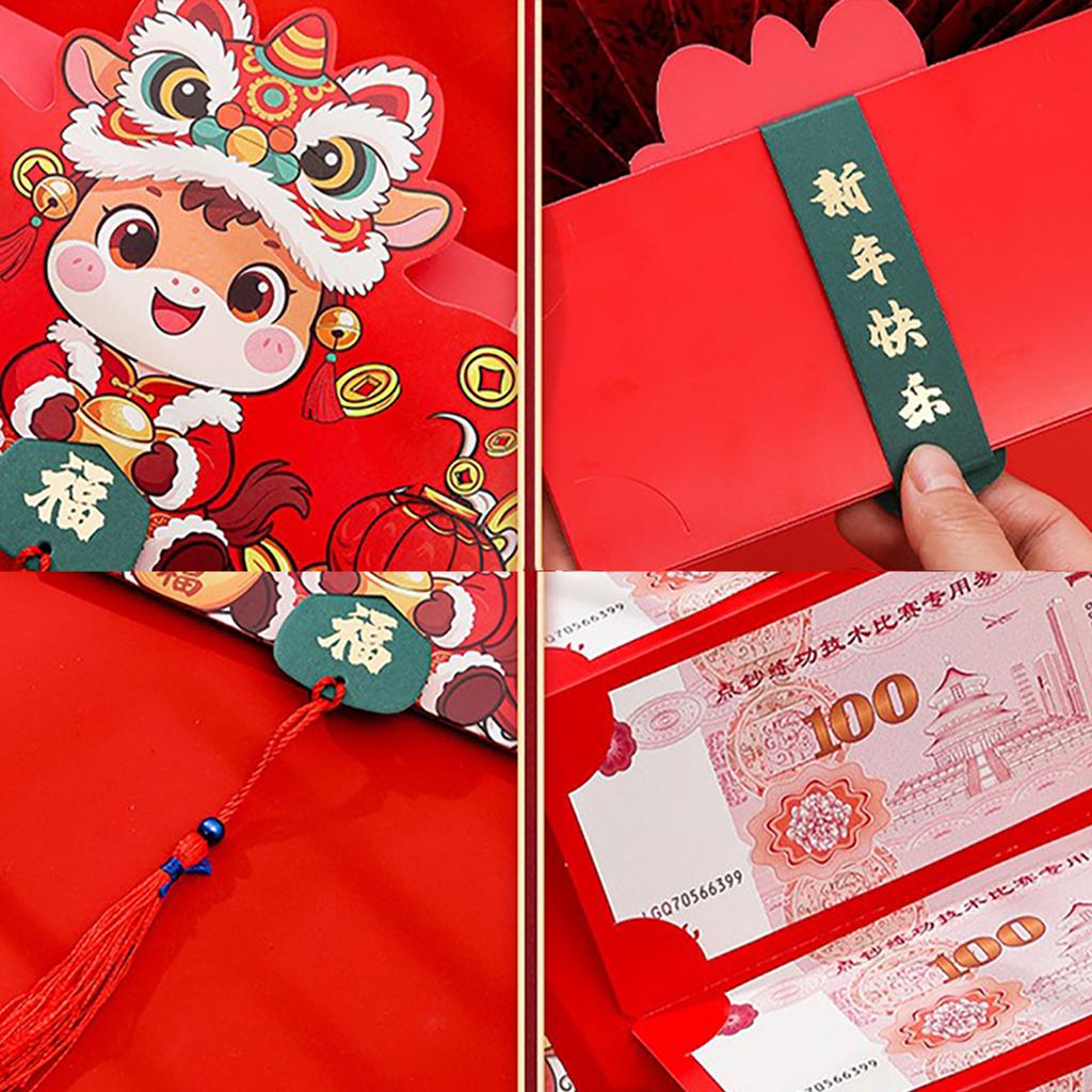 Creative 2/6/8/10 Folding Red Packets 2026 CNY Cash Gift Bag Birthday Wedding Horse Spring Festival Red Envelope