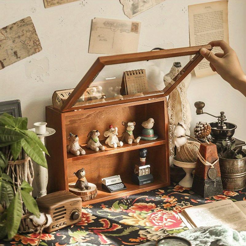 S/L 1 шт. Двухуровневый деревянный настольный шкаф для хранения вещей с прозрачной откидной крышкой, многоцелевая стойка для хранения разных вещей, игрушек и приправ.