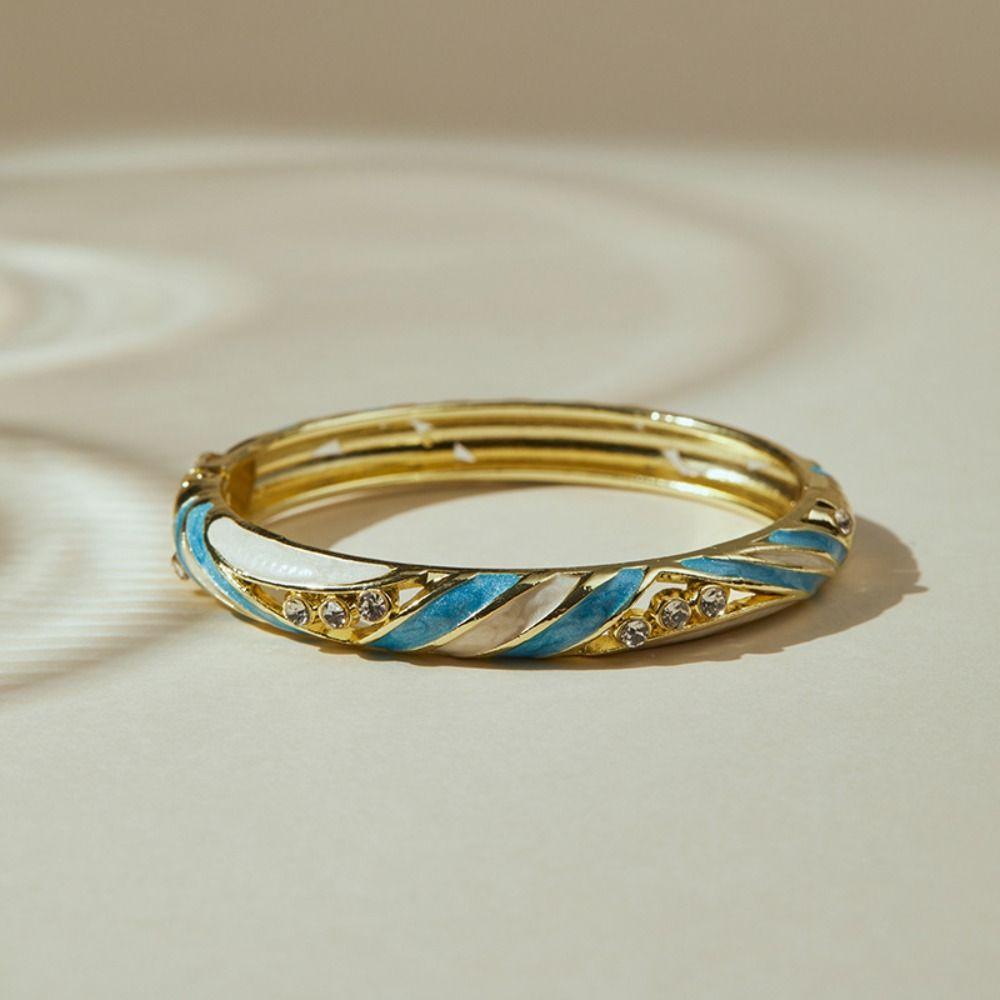 Enamel Vintage Cloisonne Bangle Traditional Women's Hand Bracelet Handicraft Flower Bangle Girls