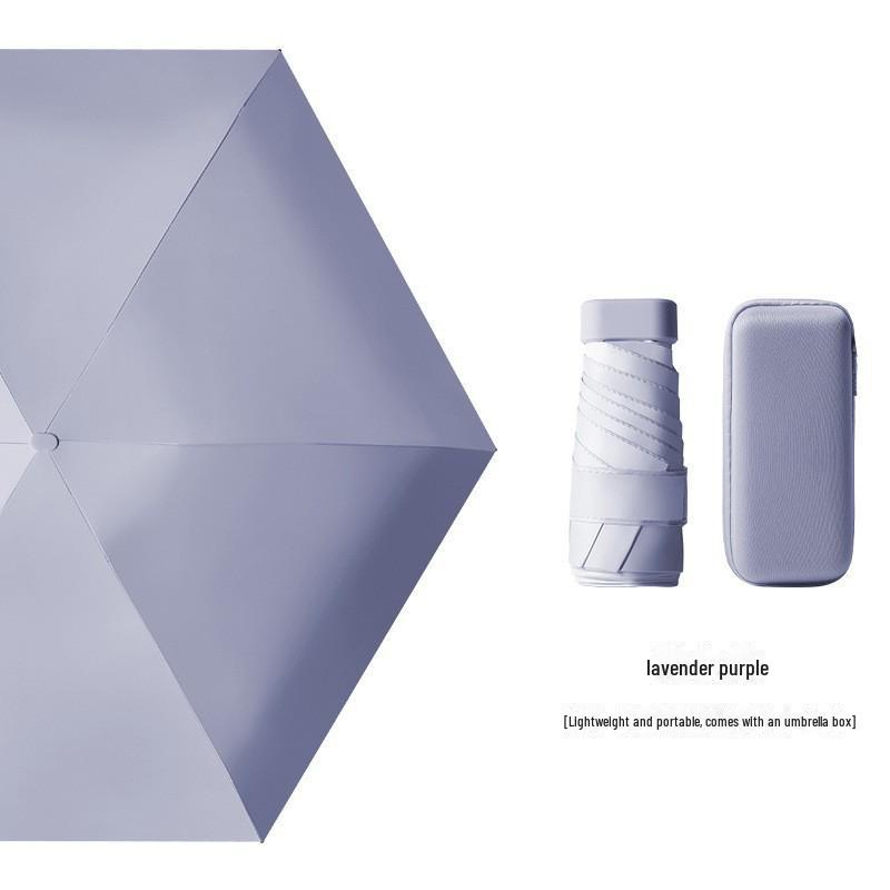 Креативный мини-зонт на клею шестикратного сложения черного цвета — компактная женская капсула для защиты от солнца и дождя, солнцезащитный экран двойного назначения.