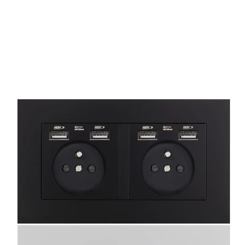 EU Standard USB Socket TypeC Charging Port Outlet,France with Socket with Switch, 16A Double Frame Wall USB Power AC 110-250V