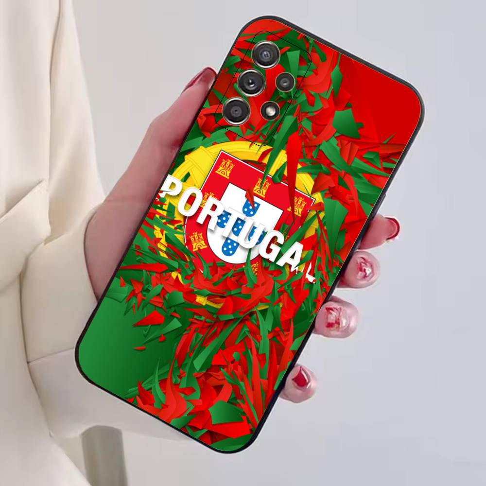 Чехол для телефона с флагом Португалии для фанатов футбола, для Samsung S25, S24, S21, S22, S23, S30, Ultra, S20, Plus, Fe, Мягкий силиконовый черный чехол