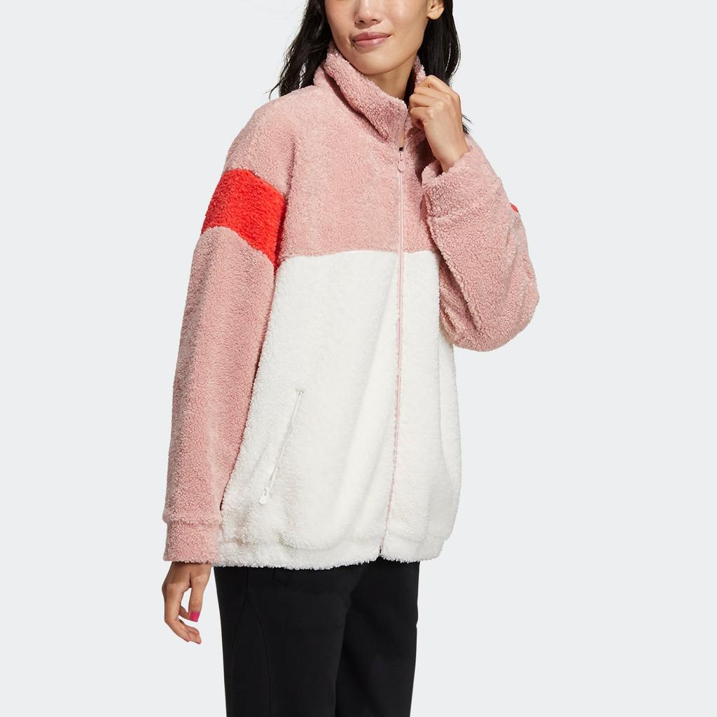 Adidas Куртка Neo Brlv с флисовым воротником, женская куртка, розовая, белая GU0836