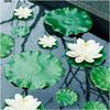 5/7pcs, Artificial Lotus, Realistic Water Floating Foam Lotus, Fake Water Lily Leaves, Home Garden Yard Pond, Home Decor