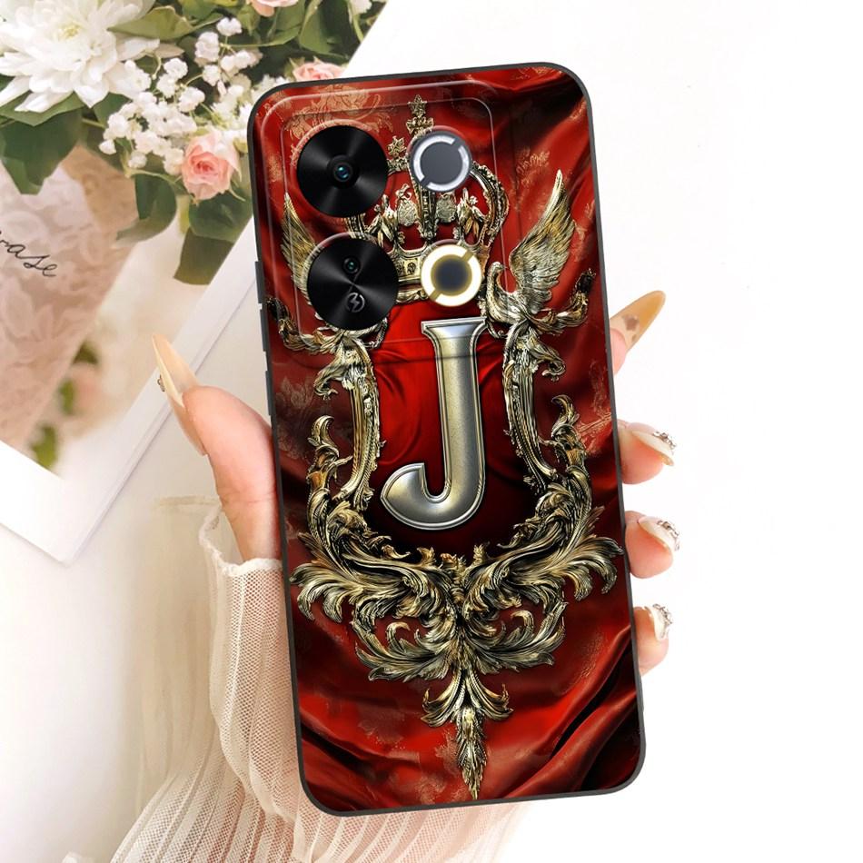 For ITEL P65 Feather Crown Initial Letter Phone Case For Itel P671L ItelP65 Shockproof Soft Silicone Covers Bumpers