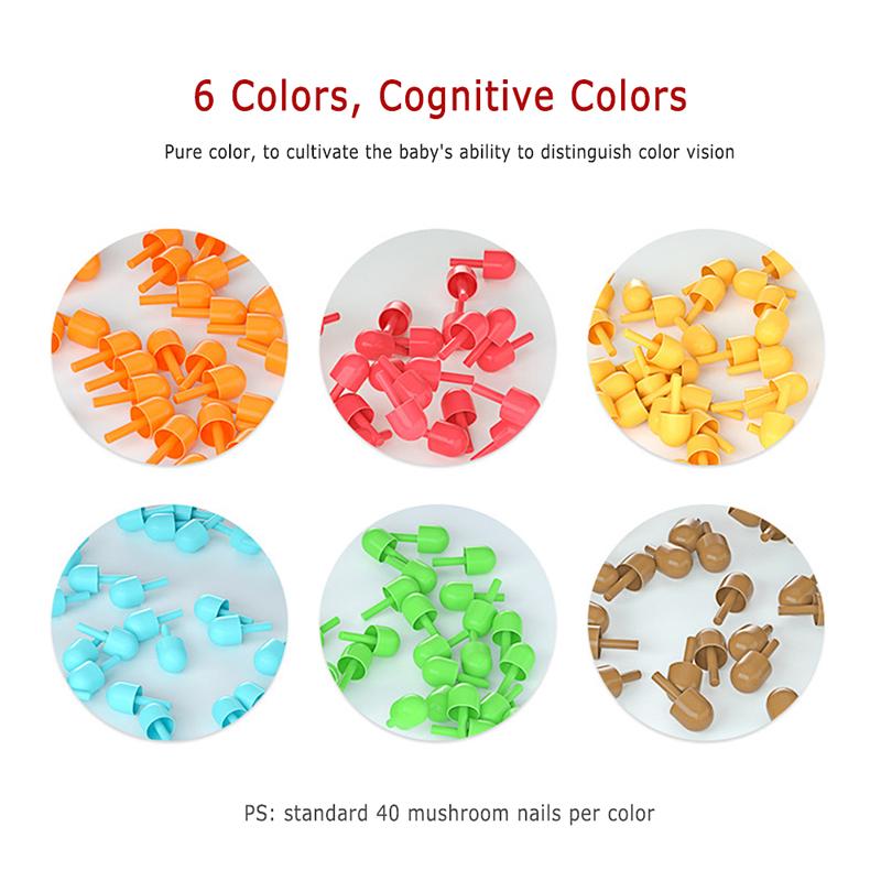 Развивающая комбинированная доска-головоломка, деревянная креативная головоломка с грибами и ногтями, детская игрушка
