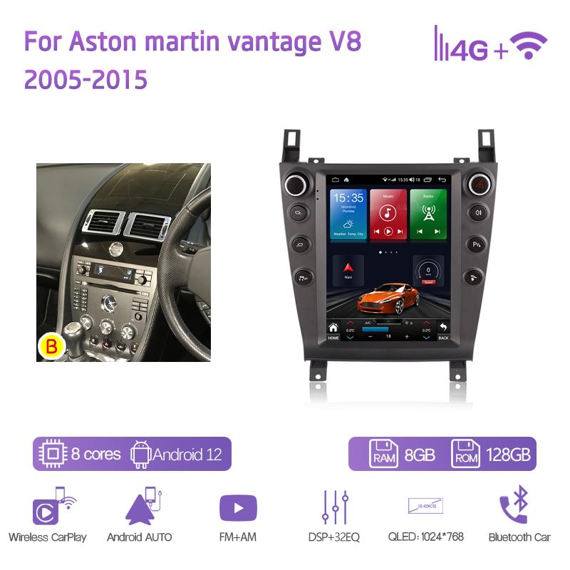 10,4 дюйма Для Aston martin vantage V8 2005-2015 Автомобильный мультимедийный плеер GPS-навигация Android13 8+256 8 ядер CarPlay 4G 360 камера