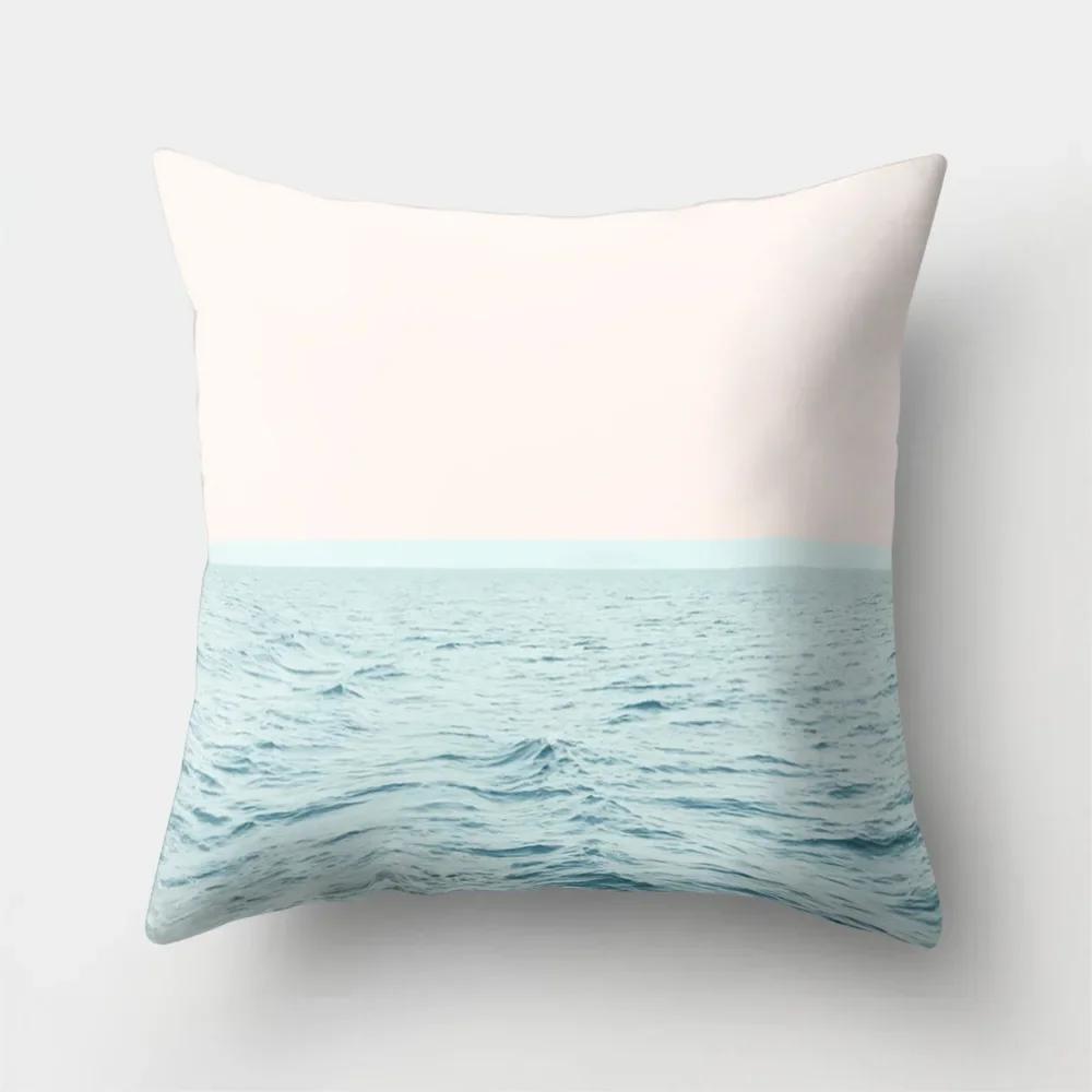 Sea Waves Beach Pillowcase Office Cushion Creative Home Car Sofa  Lumbar Cushion Cover Sea View Decor Pillow case 45x45cm