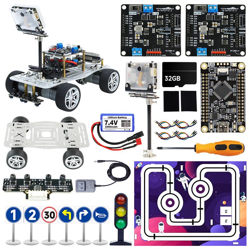 Автономный автомобиль STM32 AI Vision с полноприводным шасси и электрической системой K210