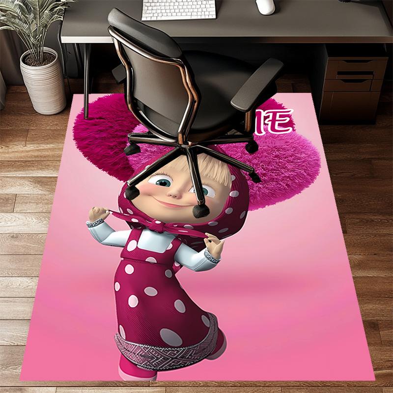 Custom Masha and the Bear Mat Personalized Name, Polyester Washable Indoor Entryway Rug, Gift for Christmas, Easter, Thanksgiving Day