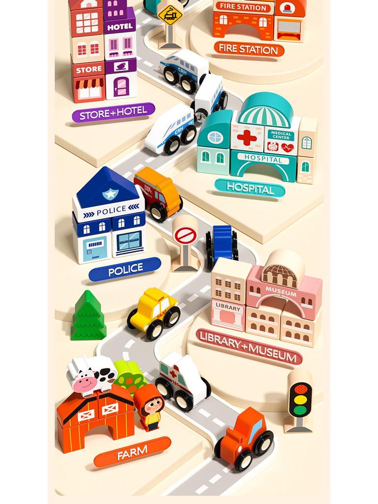 Magnetic Wooden Train & Building Blocks Set for Kids