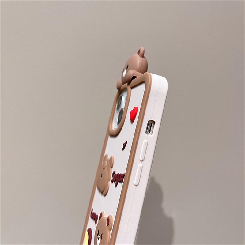 Ins корейский милый 3d мультфильм медведь кролик силиконовый чехол для телефона для Iphone 14 13 12 11 Pro Max прекрасный защитный мягкий чехол Funda