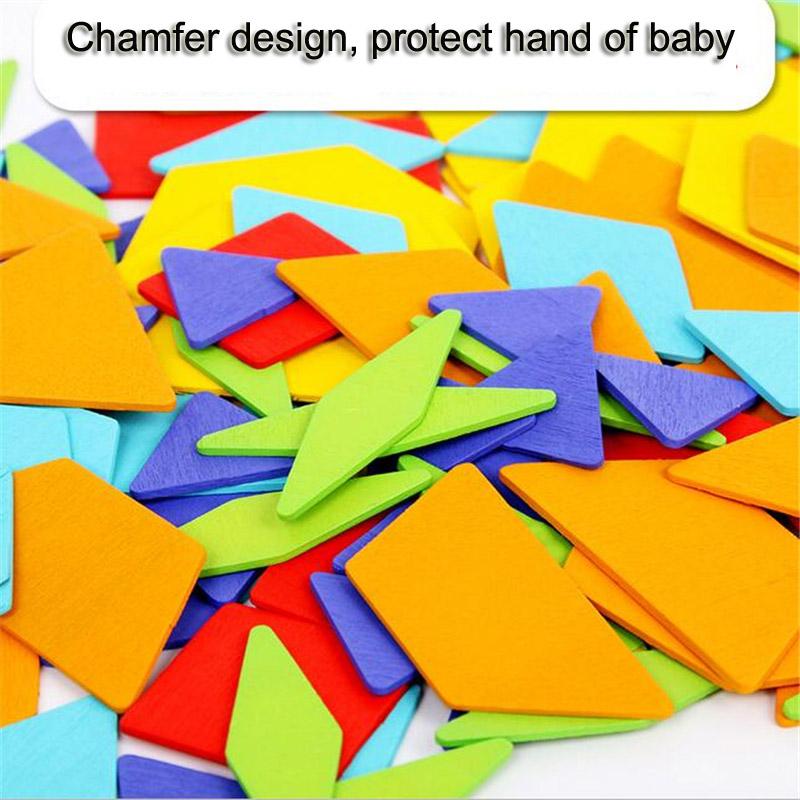 170 шт./набор красочных деревянных игрушек-головоломок «Танграм», геометрическая форма, забавная творческая игра-головоломка для малышей